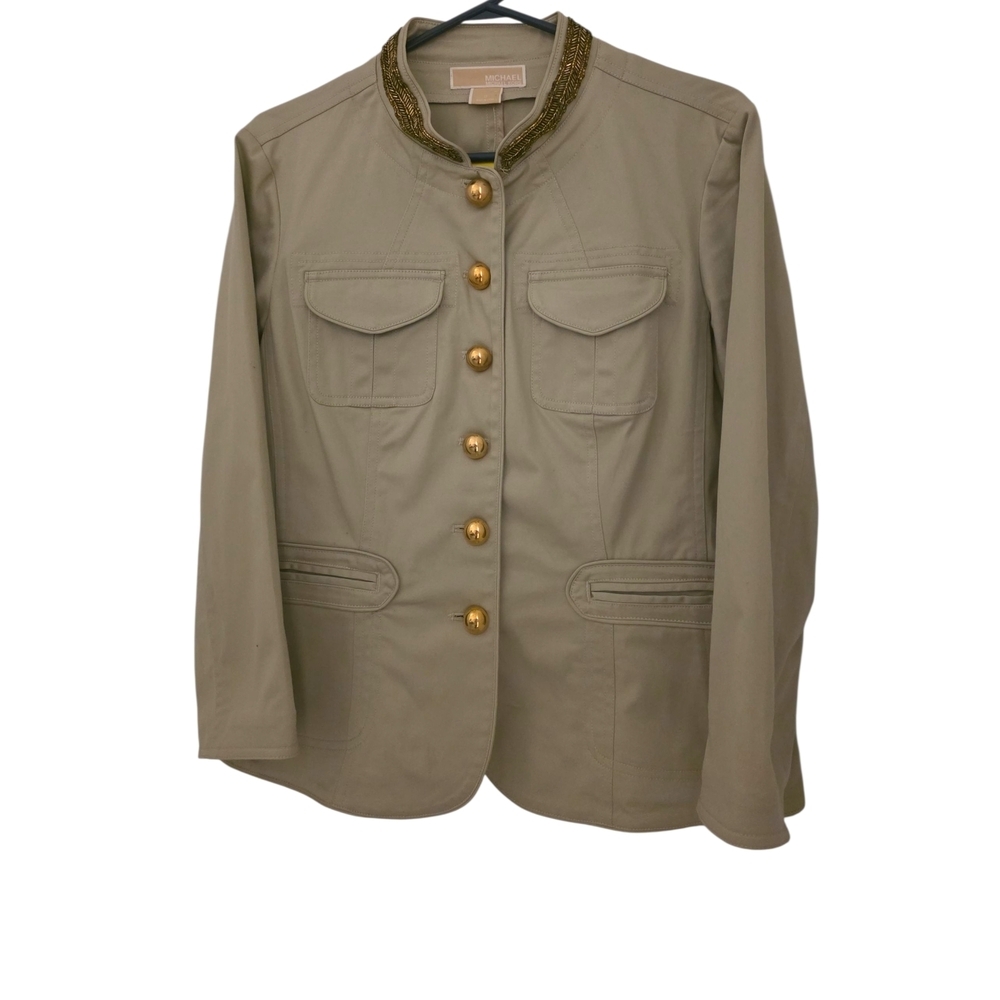 Michael Kors Size 12 Tan Khaki Women's Military Blazer Suit Jacket  $184